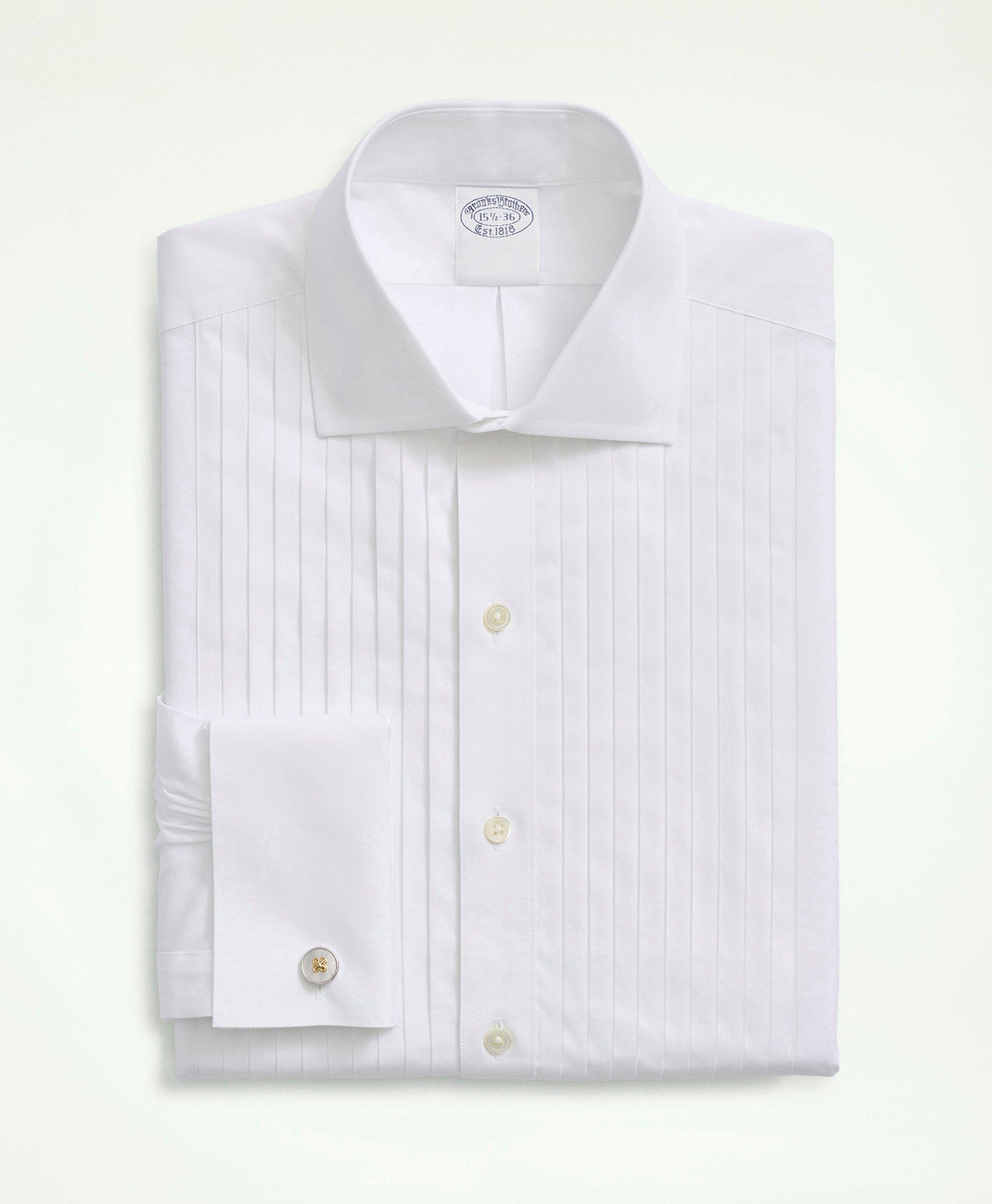 Brooks Brothers Stretch Cotton Broadcloth English Collar, 10-pleat Tuxedo Shirt | White | Size 16 34