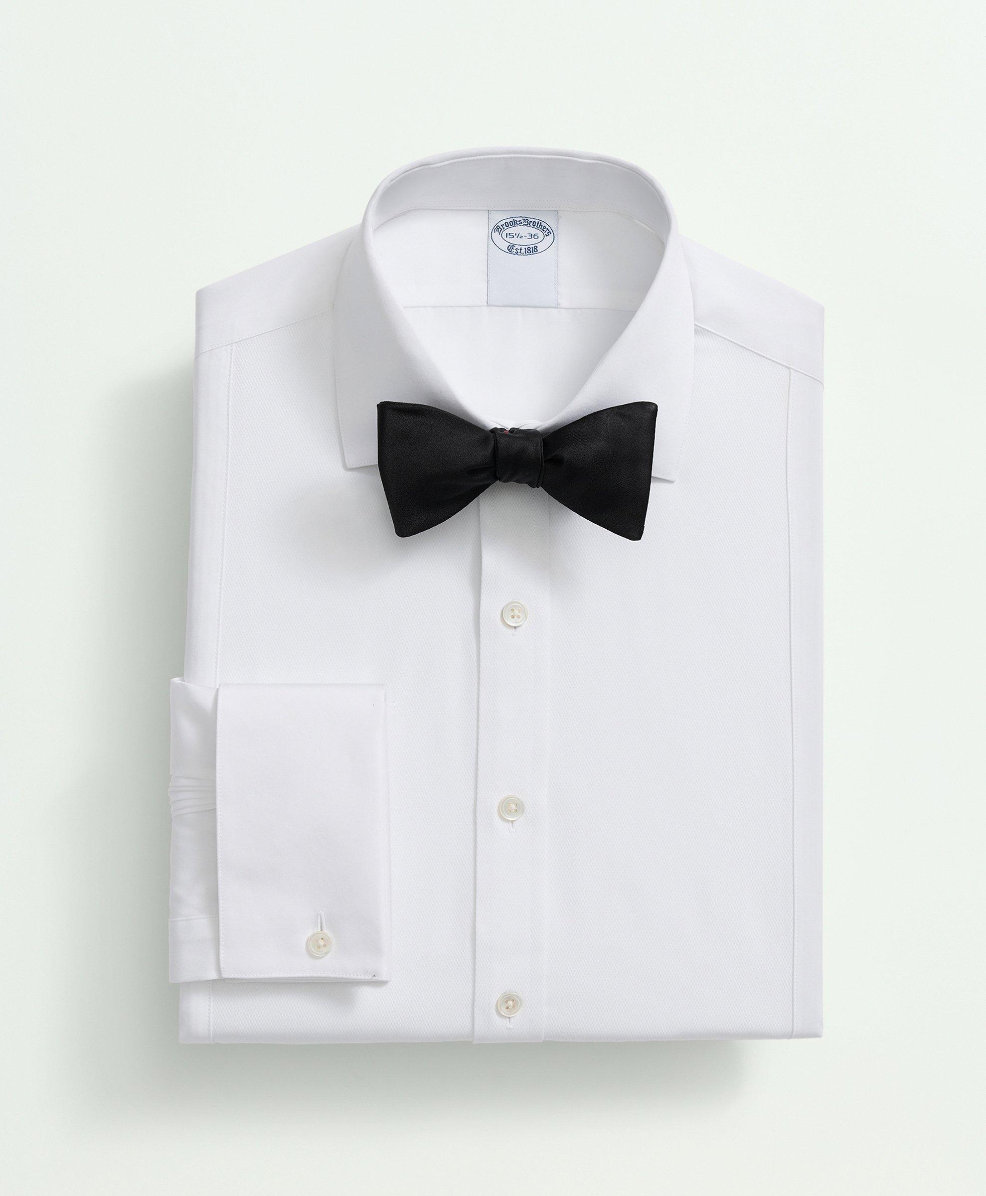 Brooks Brothers Supima Cotton Poplin English Collar, Pique Bib Tuxedo Shirt | White | Size 14½ 33