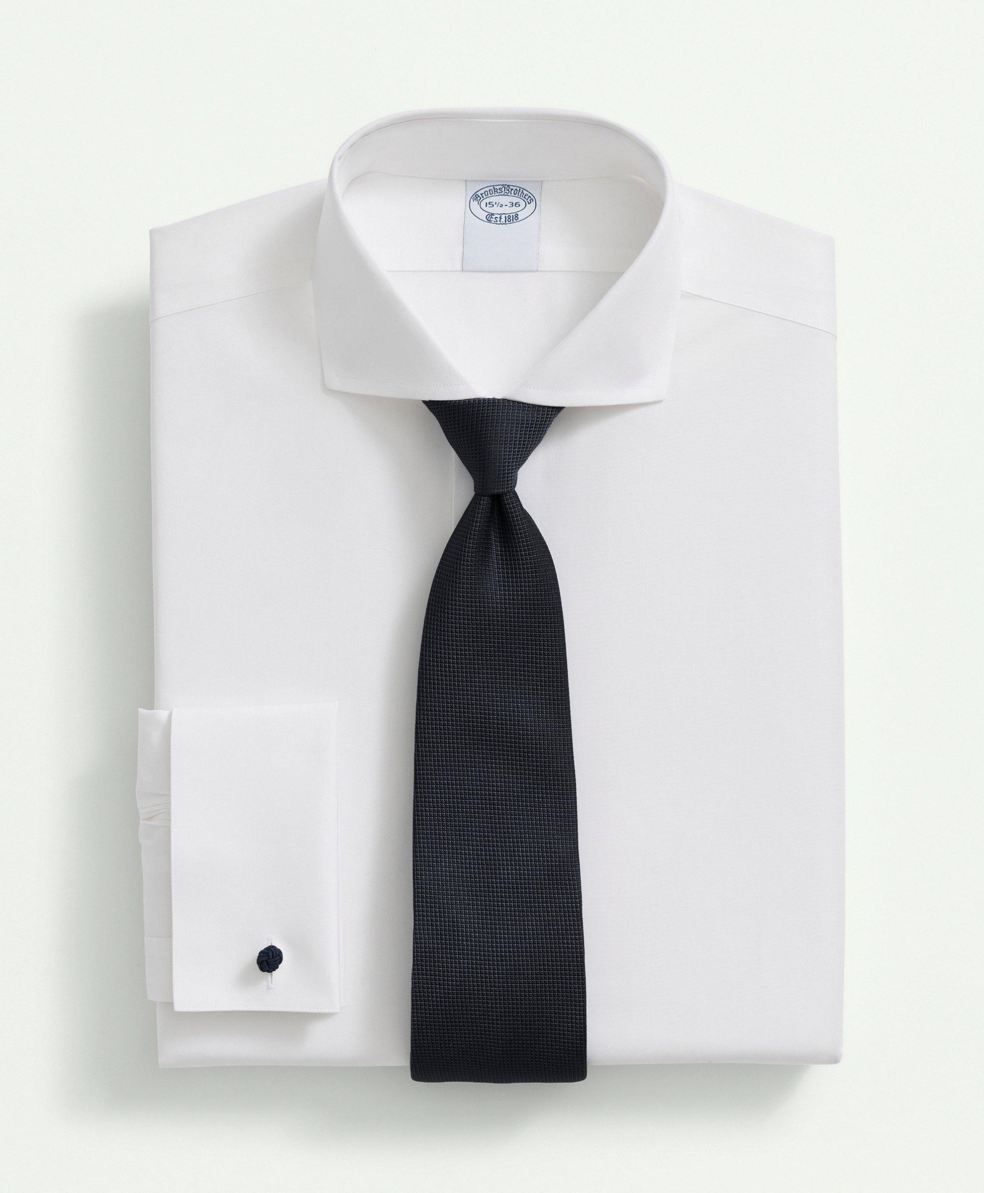 Brooks Brothers Stretch Supima Cotton Broadcloth Londoner Collar, Dress Shirt | White | Size 17½ 33
