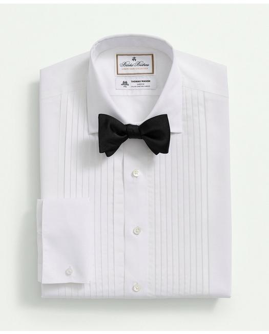 Brooks Brothers X Thomas Mason Cotton-linen English Collar, Pleat Front Tuxedo Shirt | White | Size 17 34