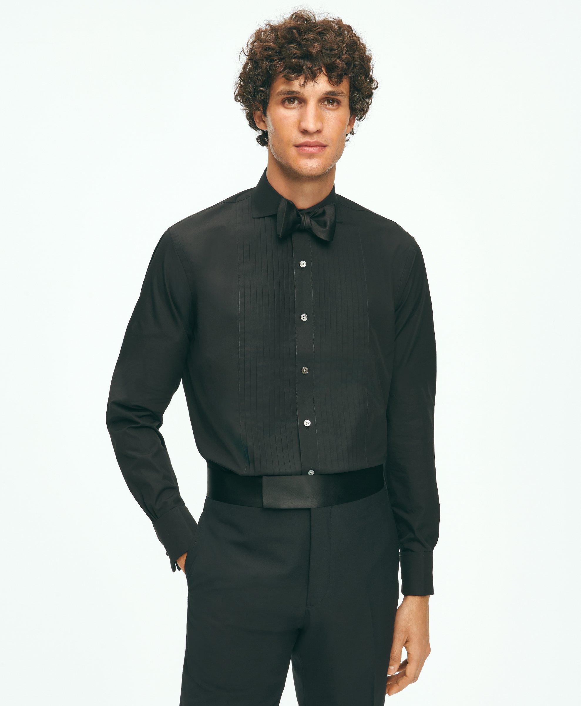 Shop Brooks Brothers Black Fleece Pleated Londoner Collar Tuxedo Shirt In Sea Island Cotton | Size 15 34