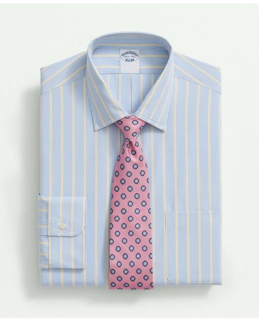 Brooks Brothers Supima Cotton Poplin Ainsley Collar, Multi-stripe Dress Shirt | Blue | Size 16 35