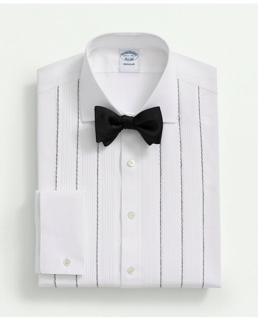 Brooks Brothers Supima Cotton Poplin Vintage Pleat Front, English Collar, Tuxedo Shirt | White | Size 17½ 35