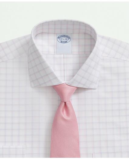 Stretch Supima Cotton Non-Iron Royal Oxford English Spread Collar, Windowpane Dress Shirt