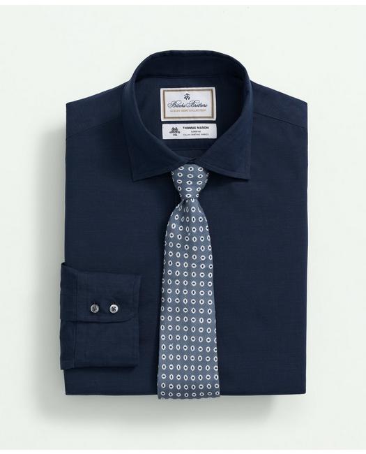 Shop Brooks Brothers X Thomas Mason Cotton-linen English Collar, Dress Shirt | Navy | Size 18½ 34