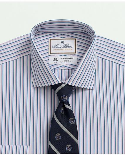 X Thomas Mason Cotton Poplin English Collar, Multi Striped Dress Shirt