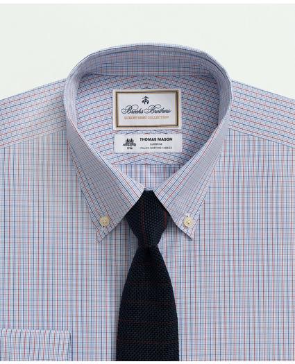 X Thomas Mason Cotton Poplin Button-Down Collar, Micro Checked Dress Shirt