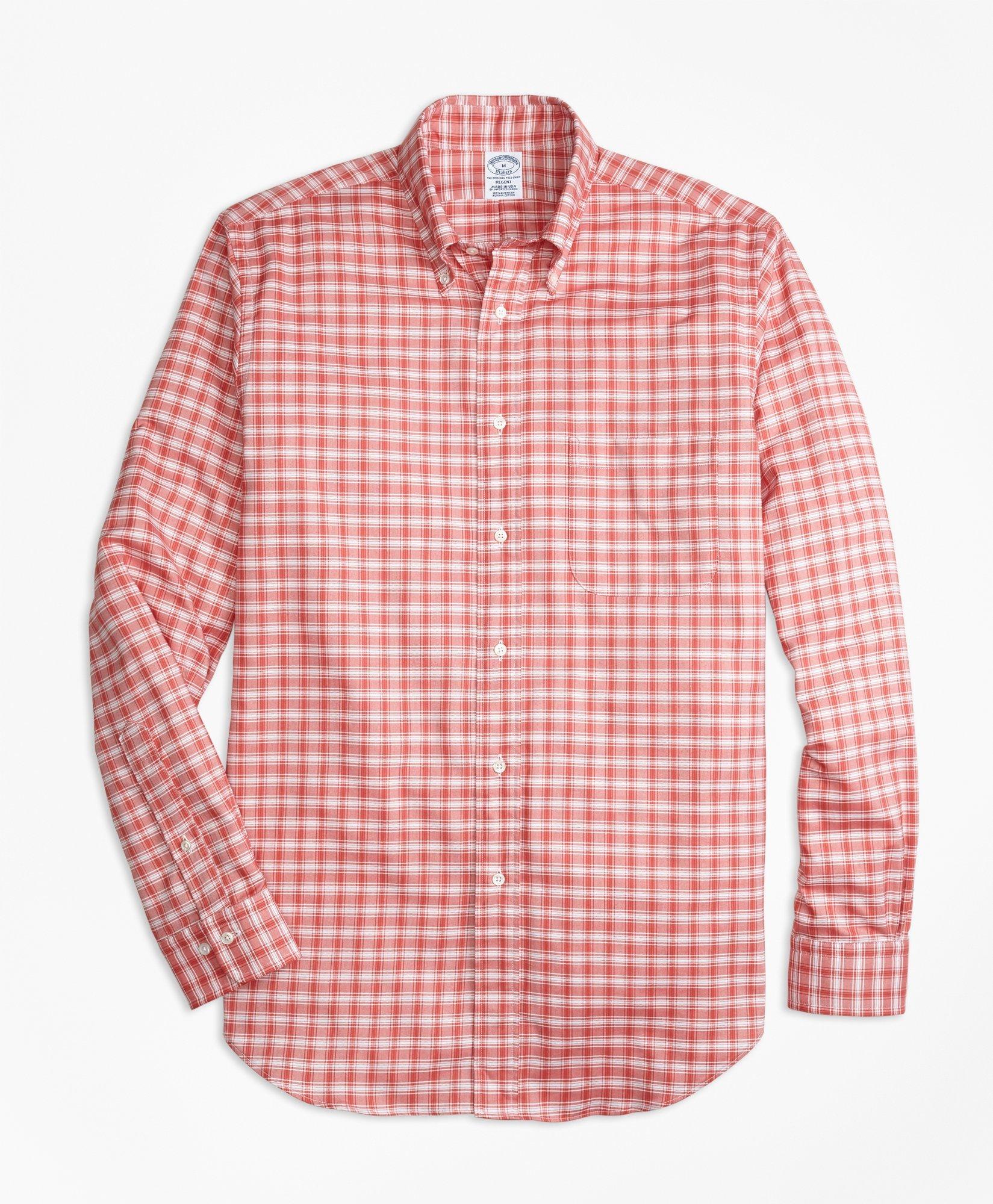 Brooks Brothers Regent Regular-fit Oxford Check Sport Shirt | Red | Size Small