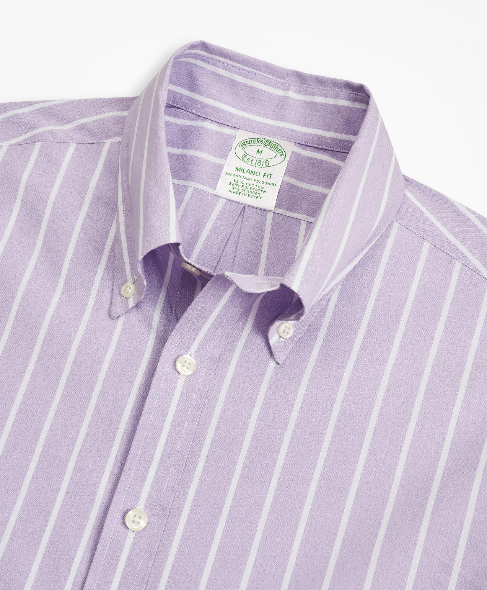 Milano Slim-Fit Sport Shirt, Stretch Performance Series with COOLMAX, Ground Stripe