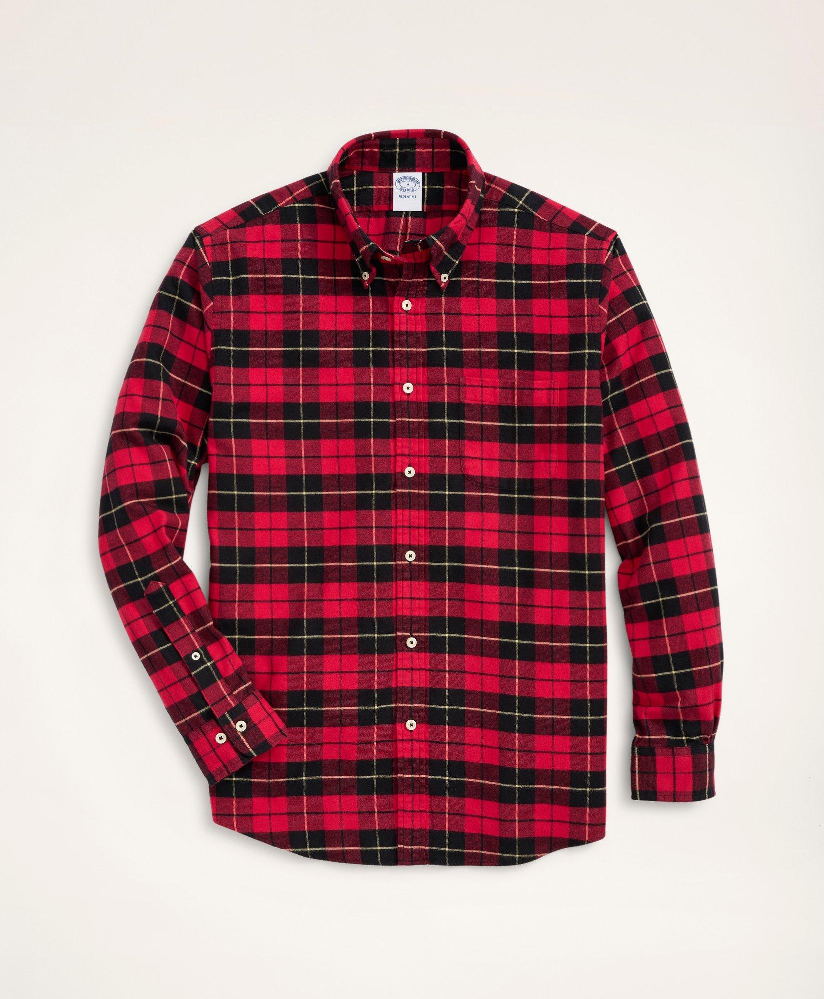 Brooks Brothers Regent Regular-fit Portuguese Flannel Shirt In Red,black