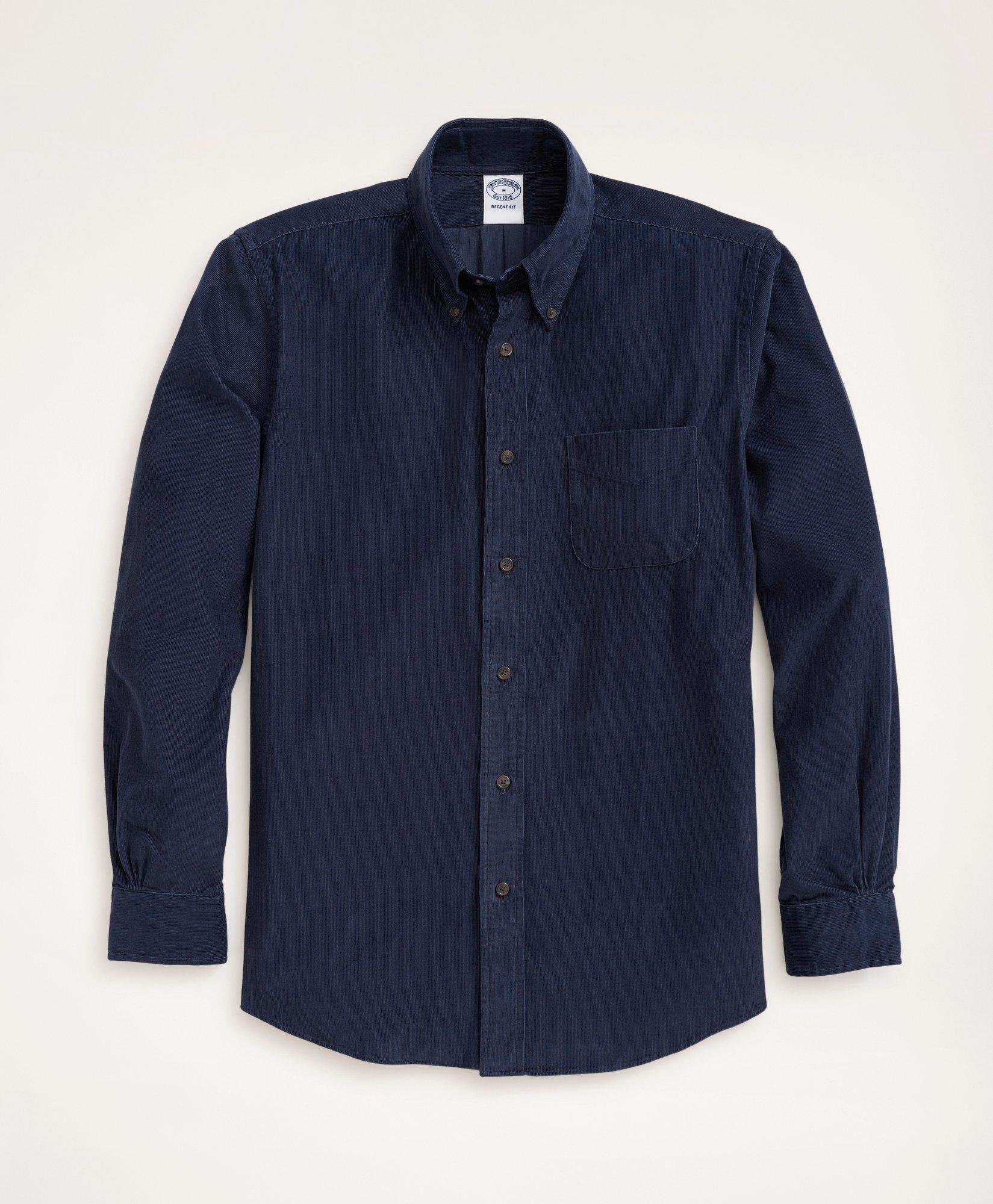 Brooks Brothers Regent Regular-fit Sport Shirt, Button-down Collar Pinwale Corduroy | Dark Blue | Size Xs