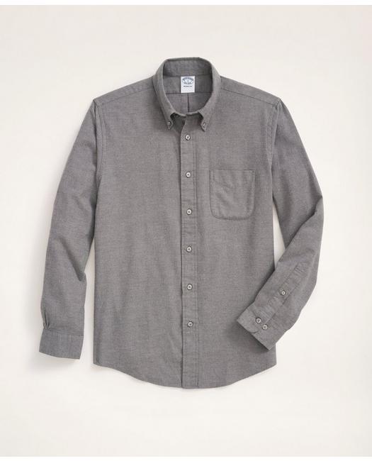 Brooks Brothers Regent Regular-fit Portuguese Flannel Shirt | Grey Heather | Size Xs
