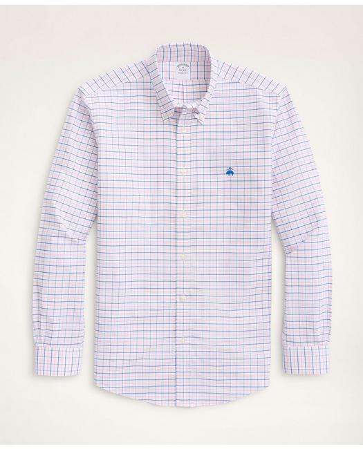 Brooks Brothers Regent Regular-fit Sport Shirt, Non-iron Oxford Windowpane | Pink | Size Xs