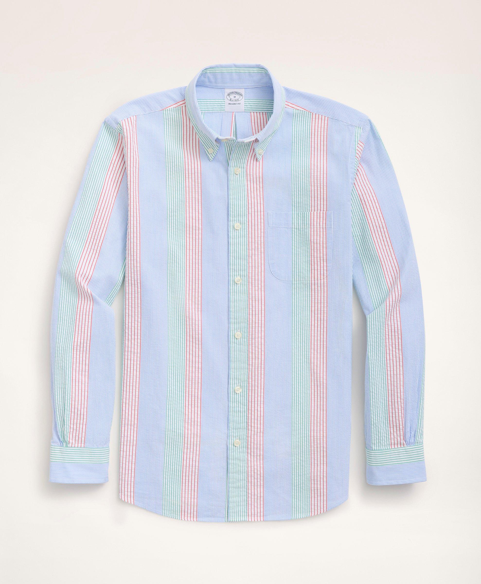 Brooks Brothers Regent Regular-fit Sport Shirt, Seersucker Multi-stripe | Size Xs In Multicolor