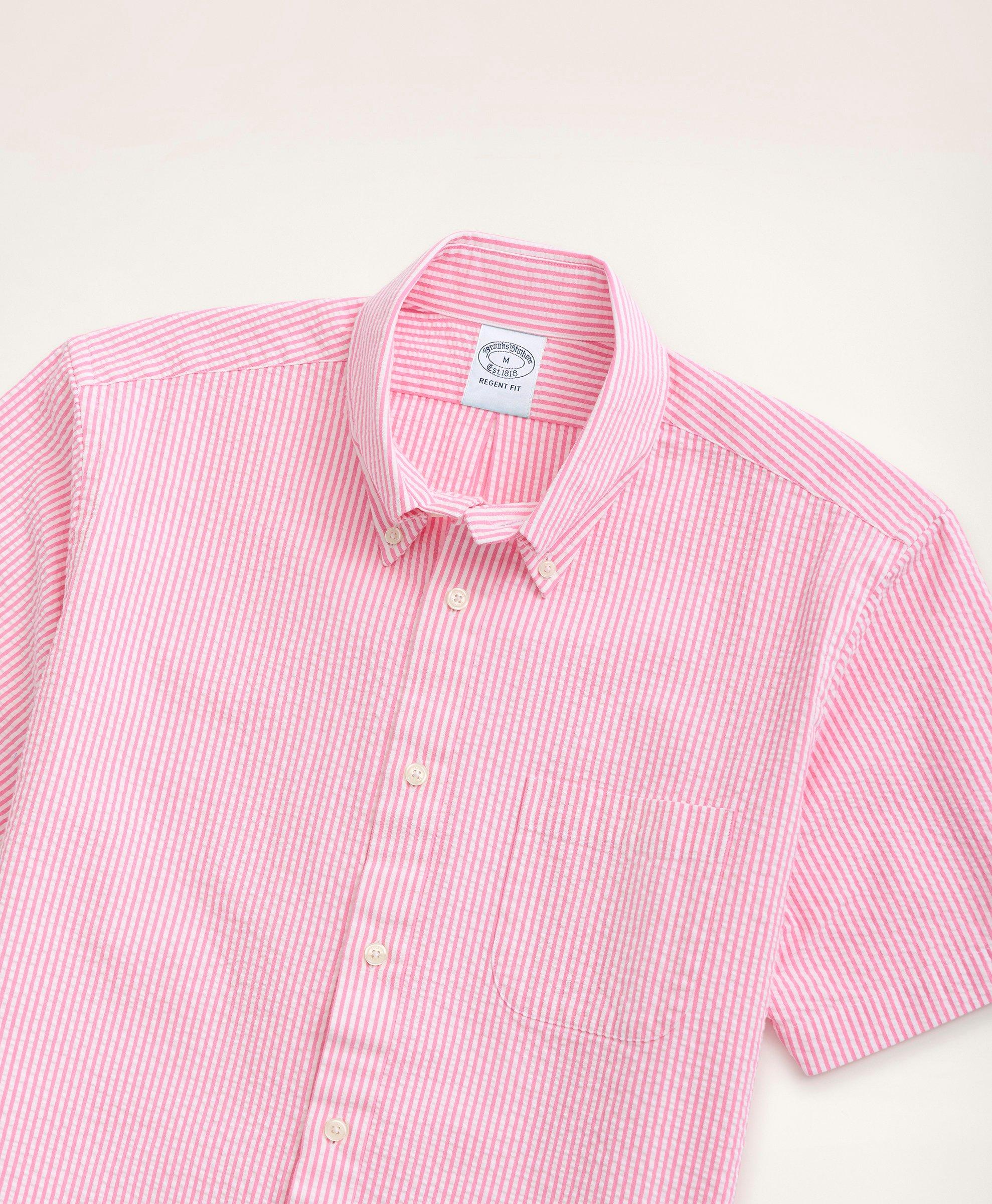 Regent Regular-Fit Sport Shirt, Short-Sleeve Seersucker Stripe