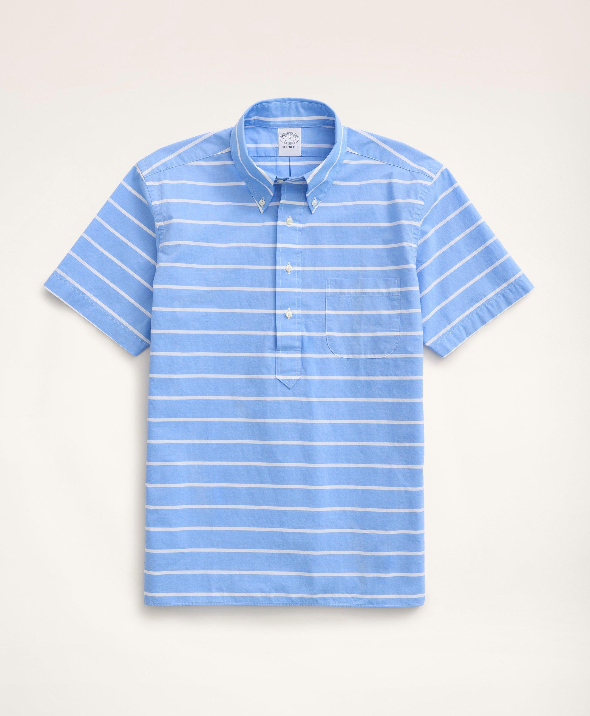 Brooks Brothers Regent Regular-fit Original Broadcloth Short-sleeve Popover Shirt | Blue | Size Small