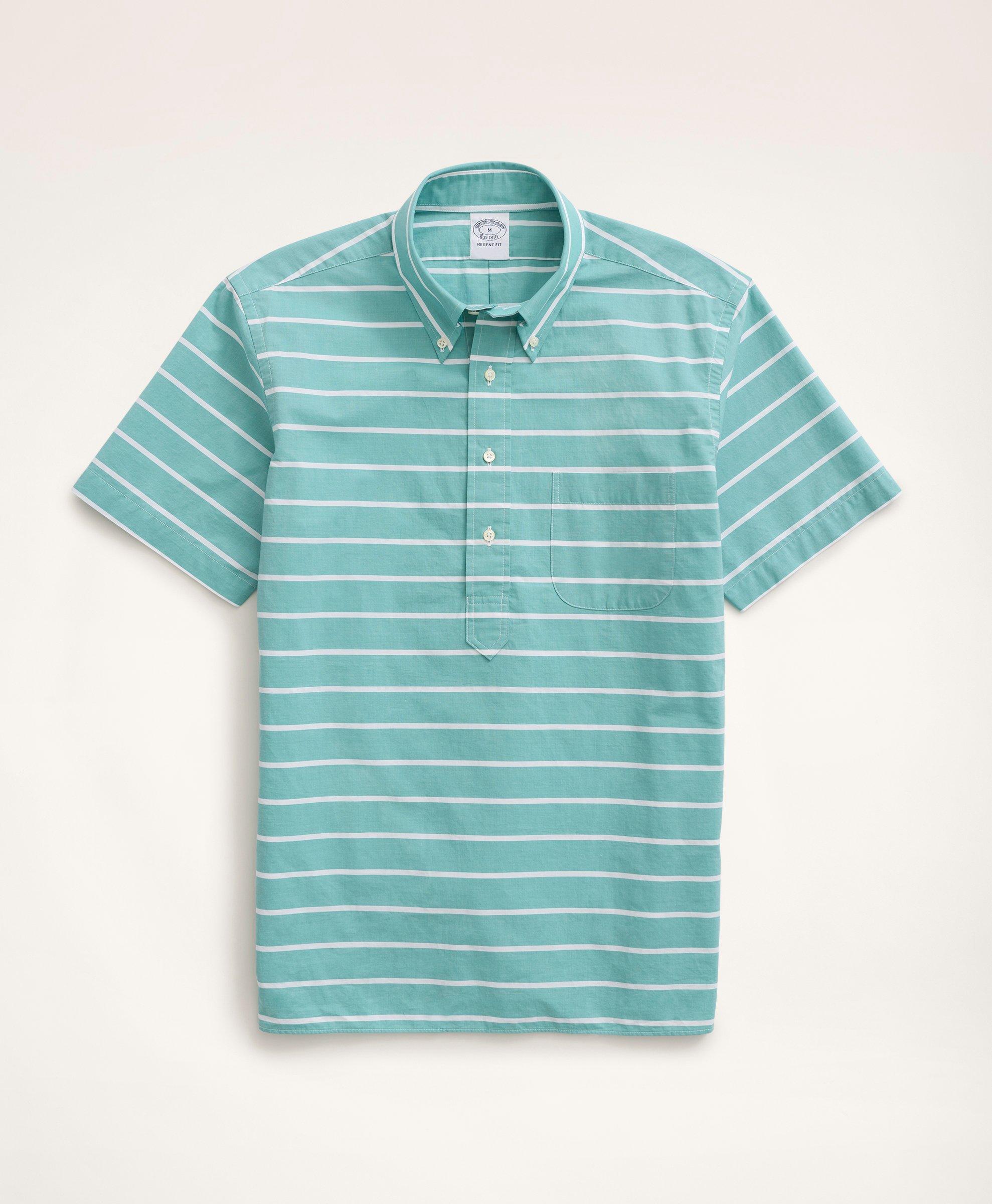 Brooks Brothers Regent Regular-fit Original Broadcloth Short-sleeve Popover Shirt | Green | Size Xs