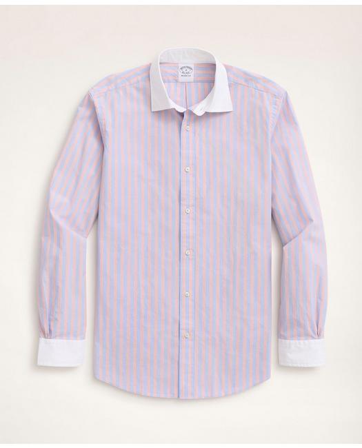 Brooks Brothers Regent Regular-fit Sport Shirt, Poplin Contrast English Collar Stripe | Pink | Size Xs