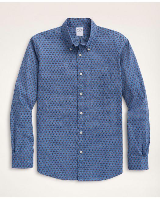 Brooks Brothers Regent Regular-fit Sport Shirt, Poplin, Foulard | Blue | Size Xs