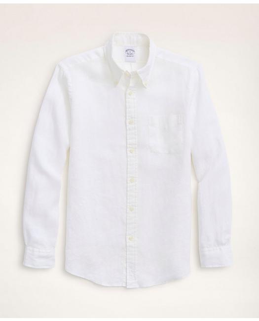 Brooks Brothers Regent Regular-fit Sport Shirt, Irish Linen | White | Size Xs