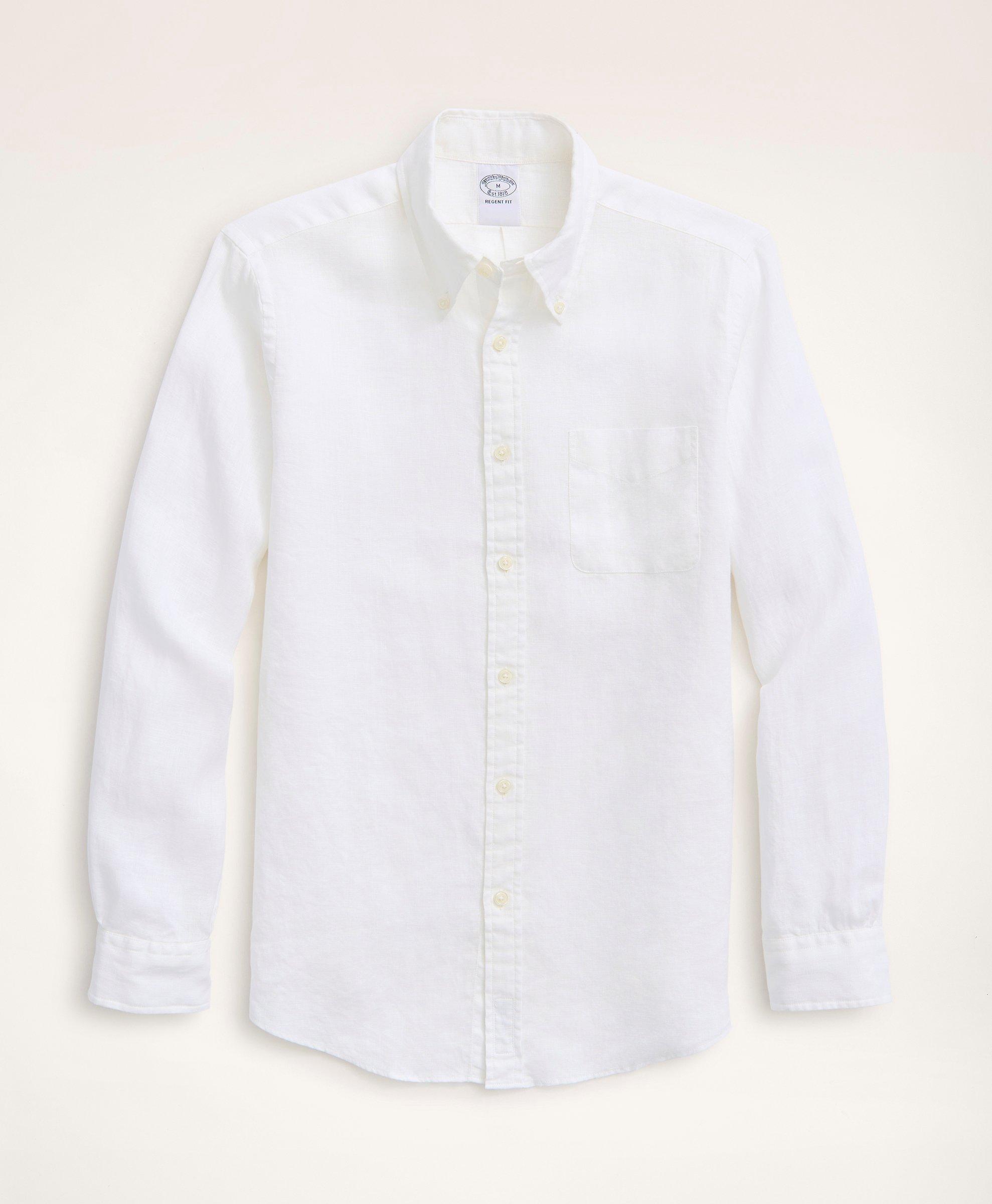 Brooks Brothers Regent Regular-fit Sport Shirt, Irish Linen | White | Size Xs