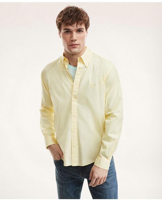 Brooks Brothers Friday Shirt, Poplin Solid | Yellow | Size Xs