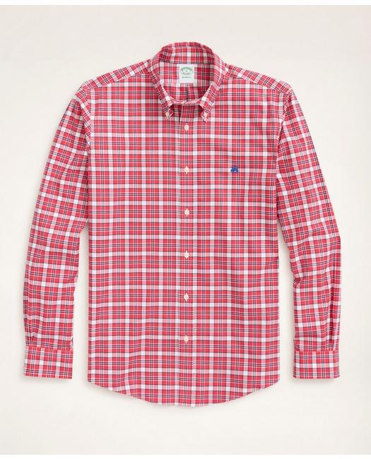 Brooks Brothers Stretch Milano Slim-fit Sport Shirt, Non-iron Check | Red | Size Xs