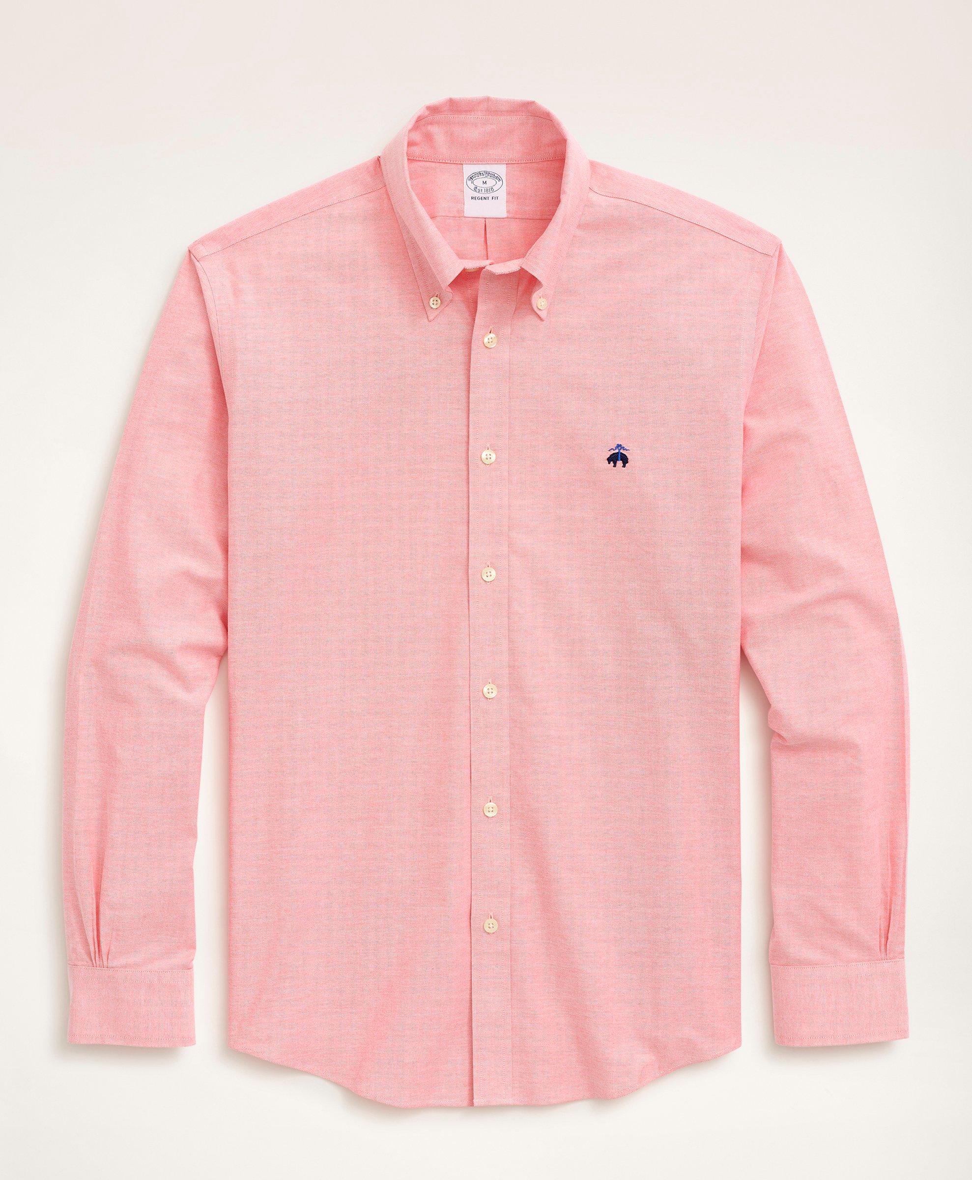Brooks Brothers Stretch Regent Regular-fit Sport Shirt, Non-iron Oxford Button Down Collar | Coral | Size Xs
