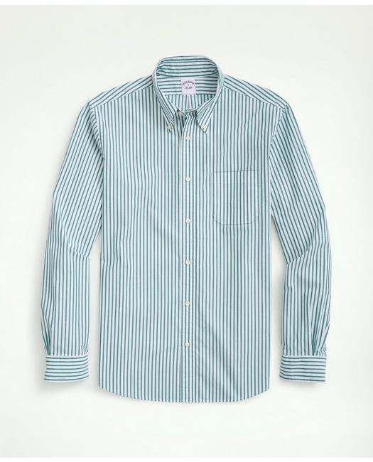 Brooks Brothers Friday Shirt, Poplin Bengal Stripe | Green | Size Xl