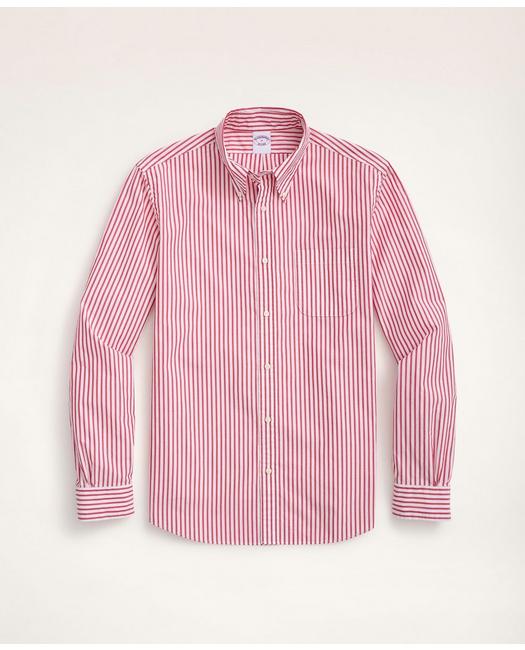 Brooks Brothers Friday Shirt, Poplin Bengal Stripe | Red | Size Medium