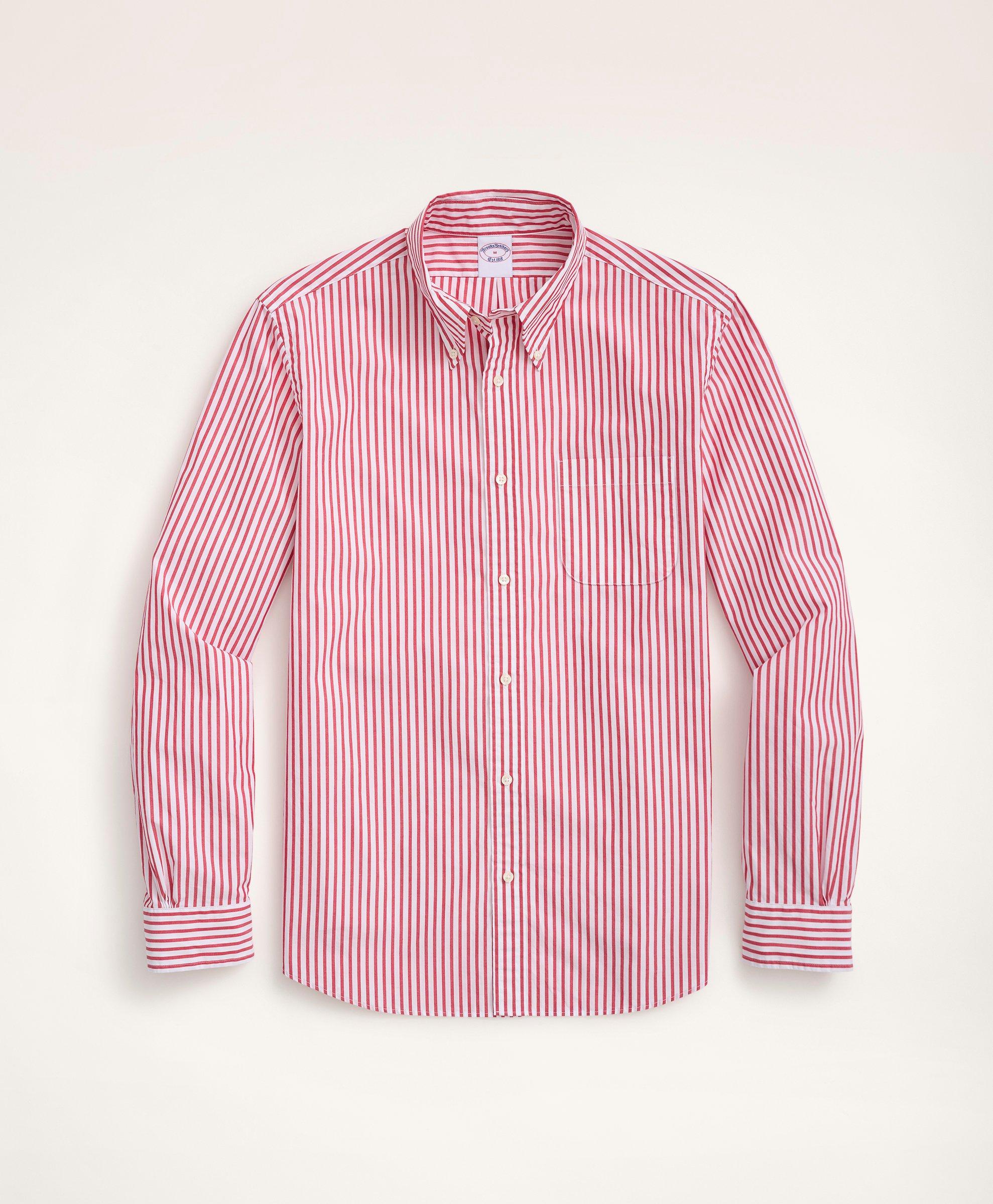 Brooks Brothers Friday Shirt, Poplin Bengal Stripe | Red | Size 2xl
