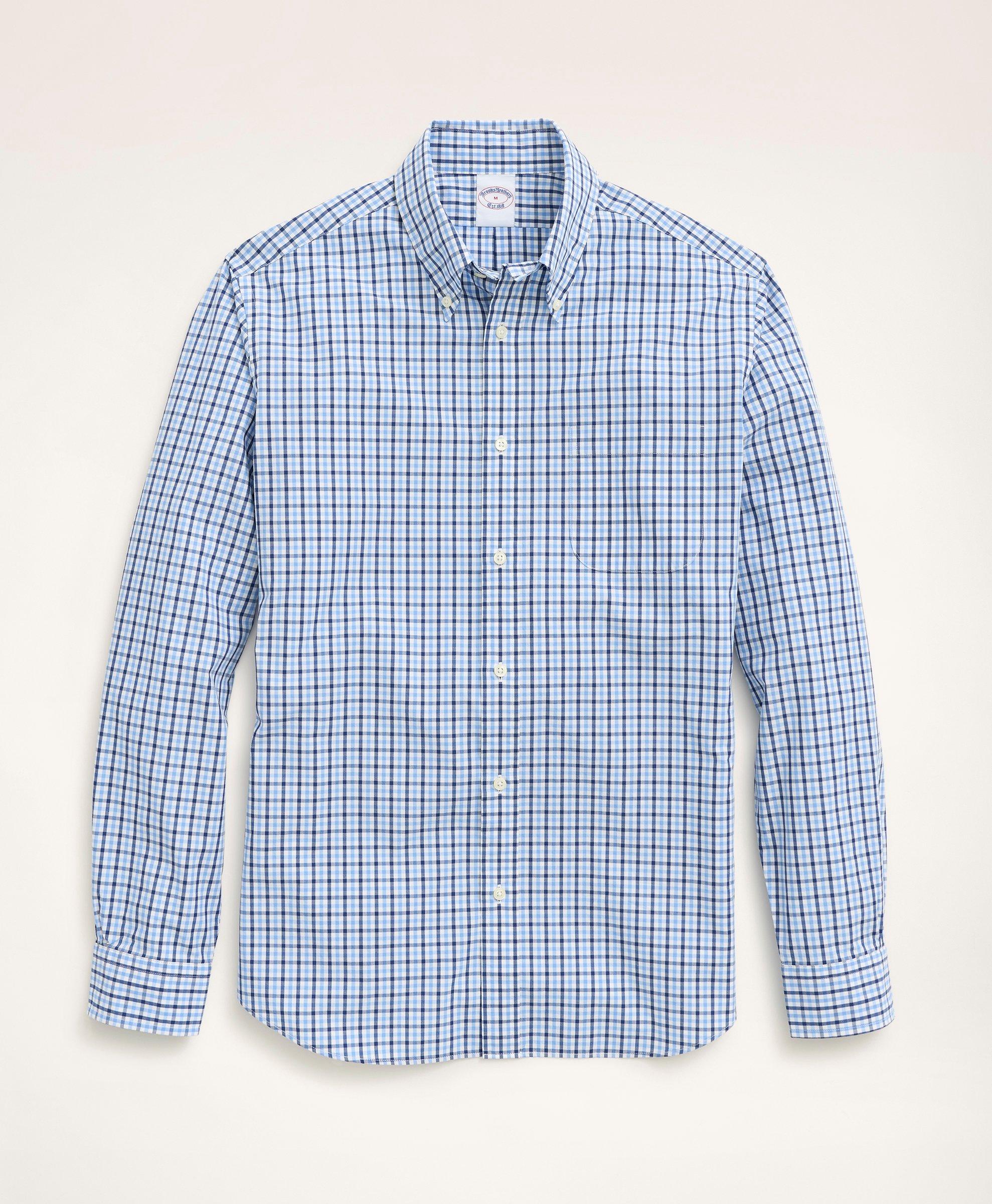 Brooks Brothers Friday Shirt, Poplin Check | Blue | Size Xs