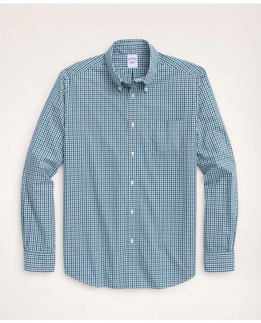 Brooks Brothers Friday Shirt, Poplin Check | Green | Size Xs