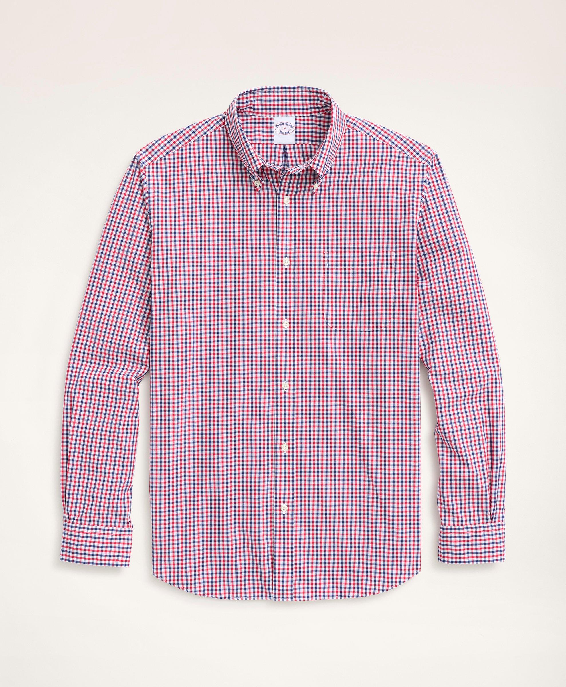 Brooks Brothers Friday Shirt, Poplin Check | Red | Size Xs