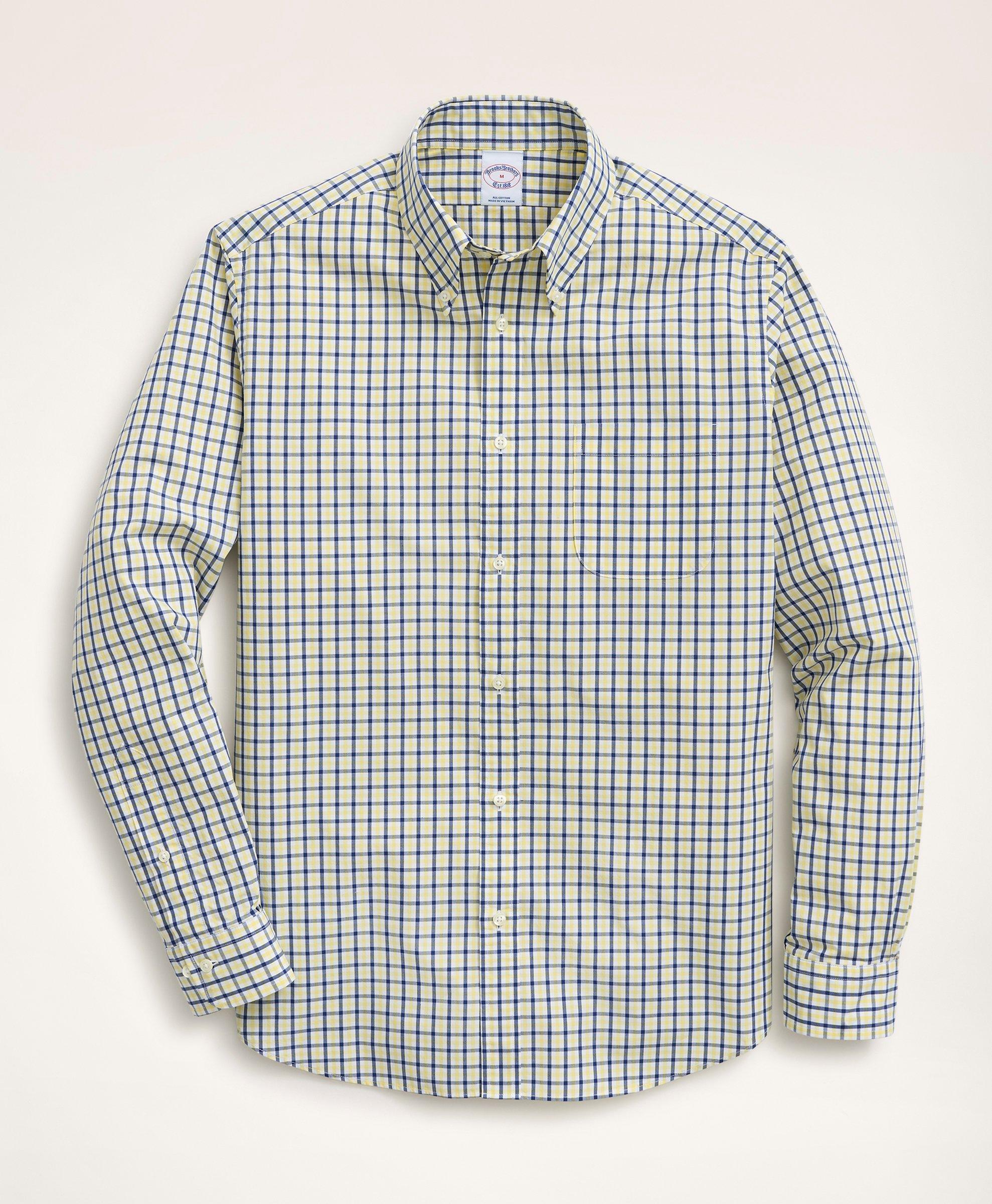 Brooks Brothers Friday Shirt, Poplin Check | Yellow | Size Xs
