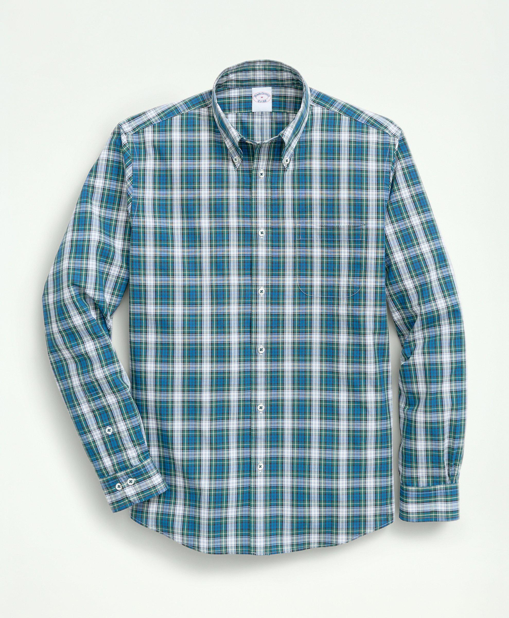 Brooks Brothers Friday Shirt, Poplin Tartan In White