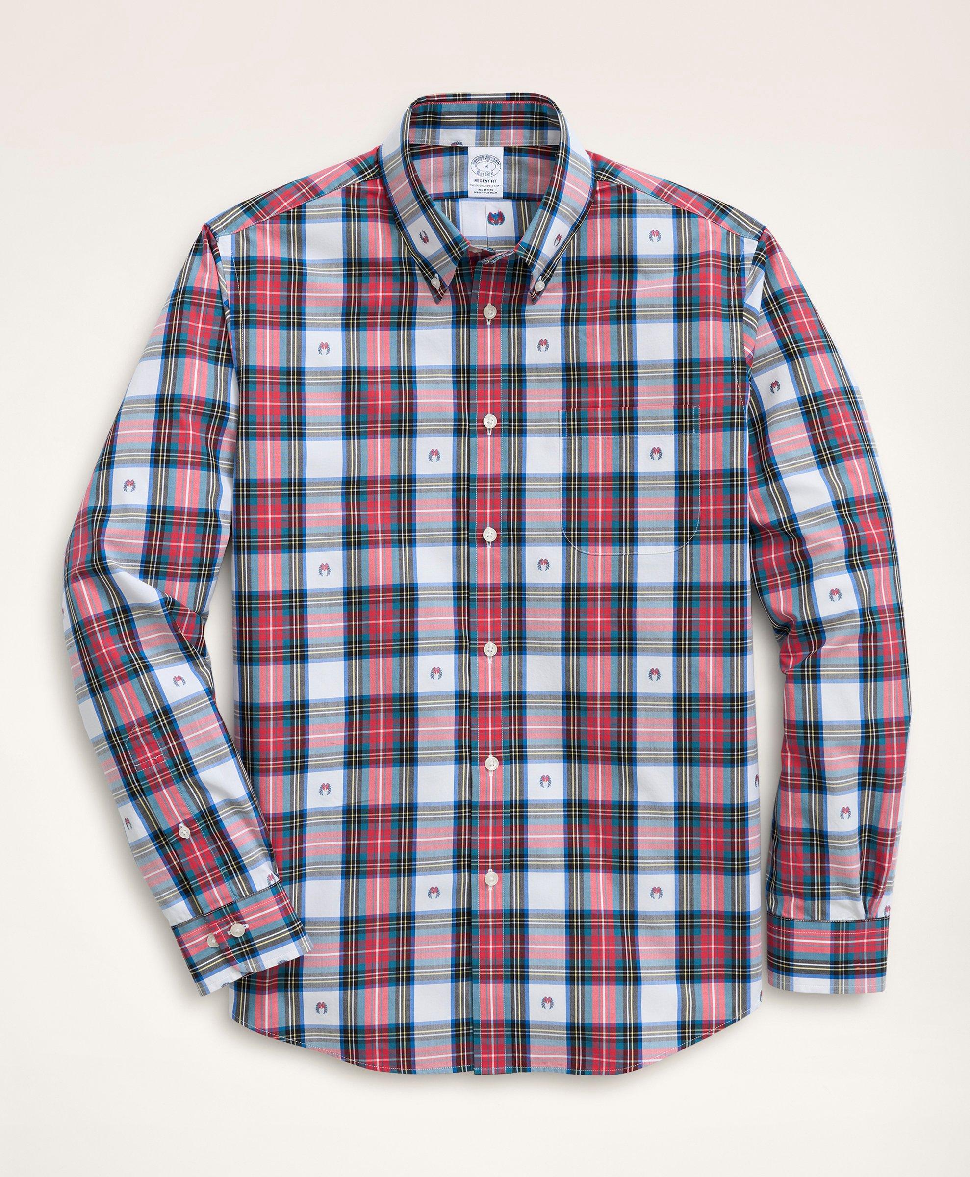 Brooks Brothers Regent Regular-fit Sport Shirt, Twill Button Down Collar Holly Jacquard In Multicolor