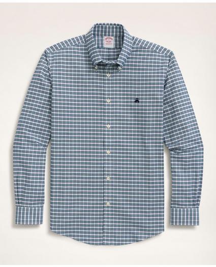 Stretch Madison Relaxed-Fit Sport Shirt, Non-Iron Mini-Check Oxford Button Down Collar