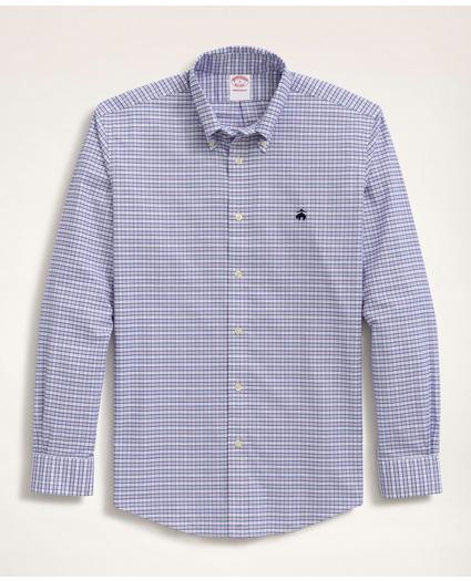 Stretch Madison Relaxed-Fit Sport Shirt, Non-Iron Mini-Check Oxford Button Down Collar