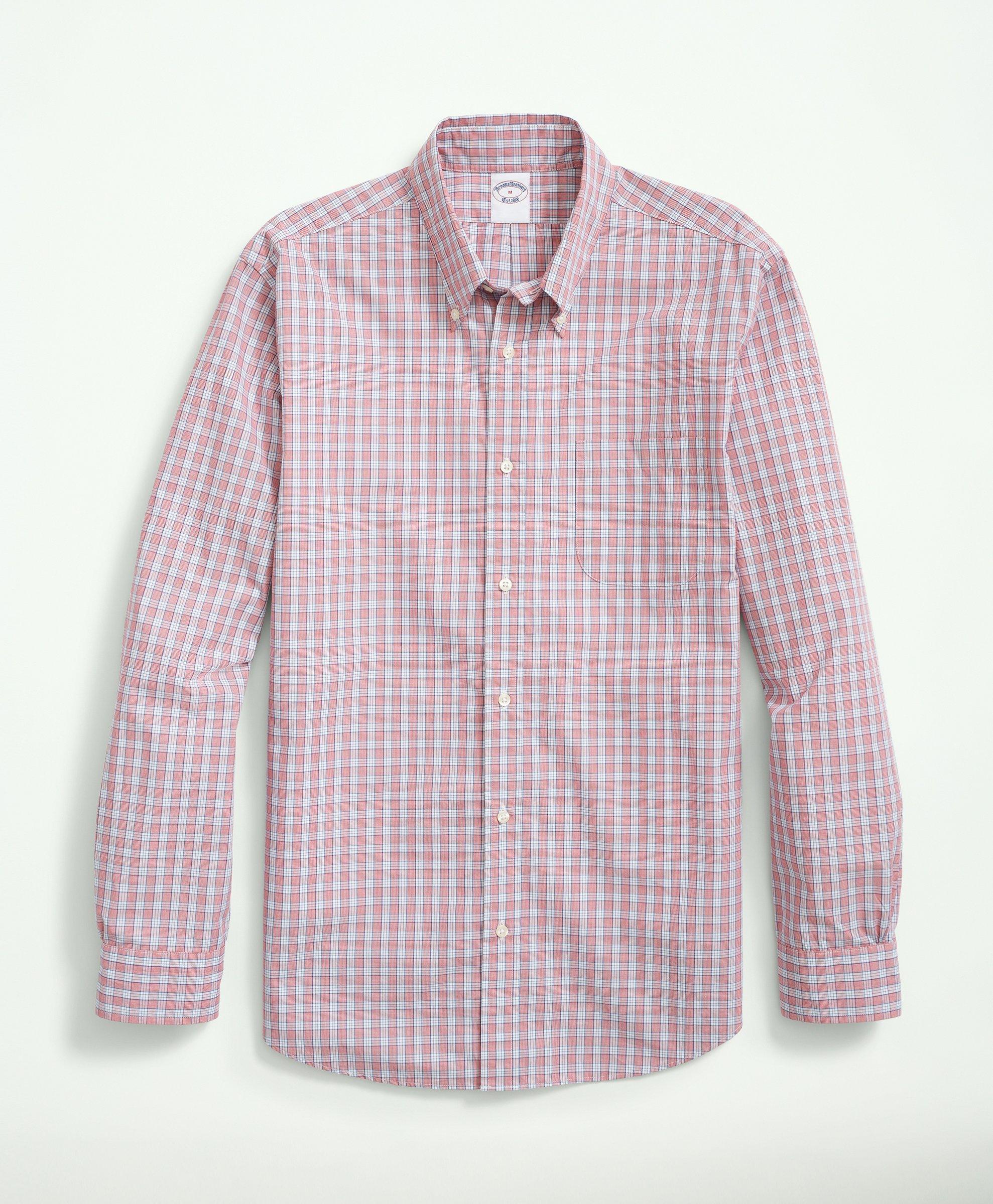 Brooks Brothers Friday Shirt, Poplin Checked | Red | Size Xs