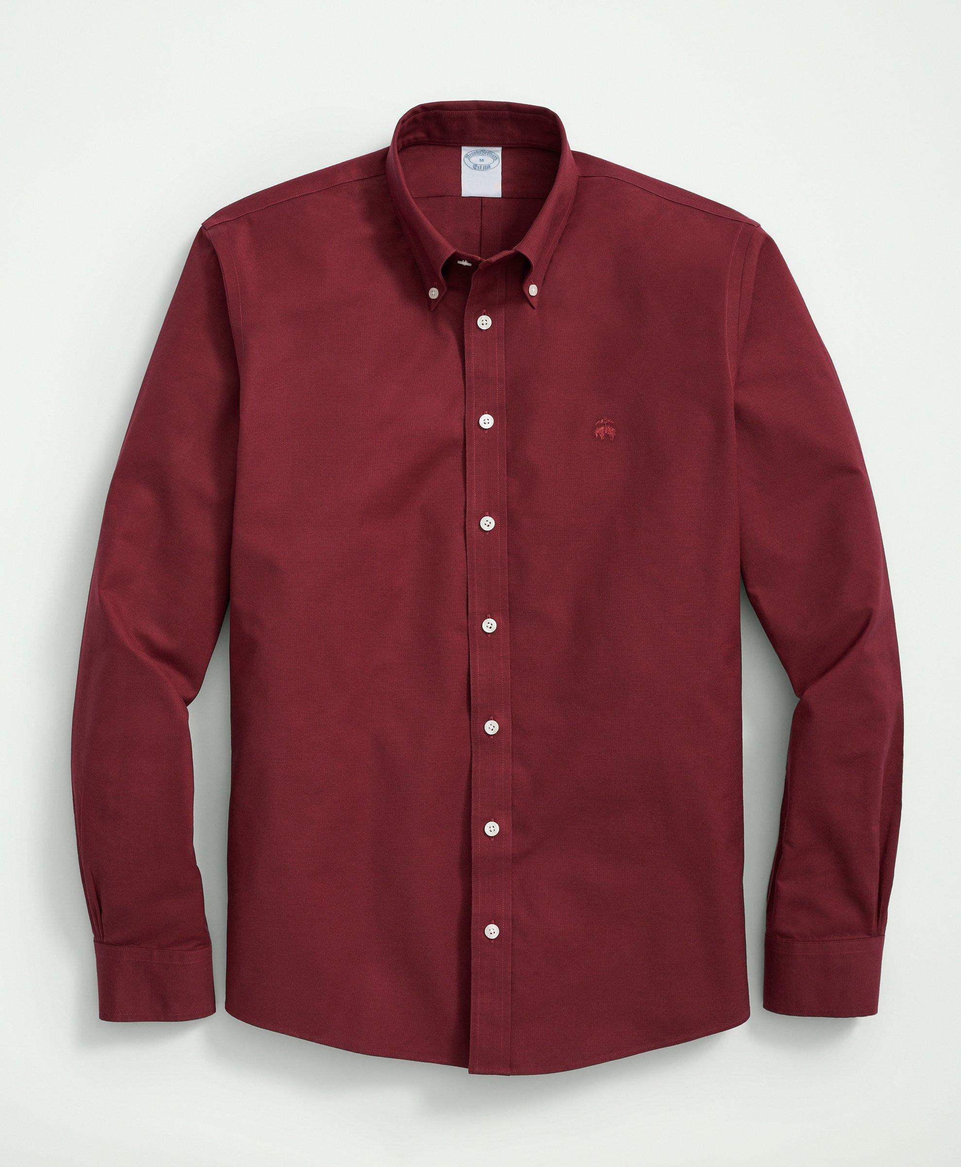 Brooks Brothers Stretch Non-iron Oxford Button-down Collar Sport Shirt | Light Red | Size Xl