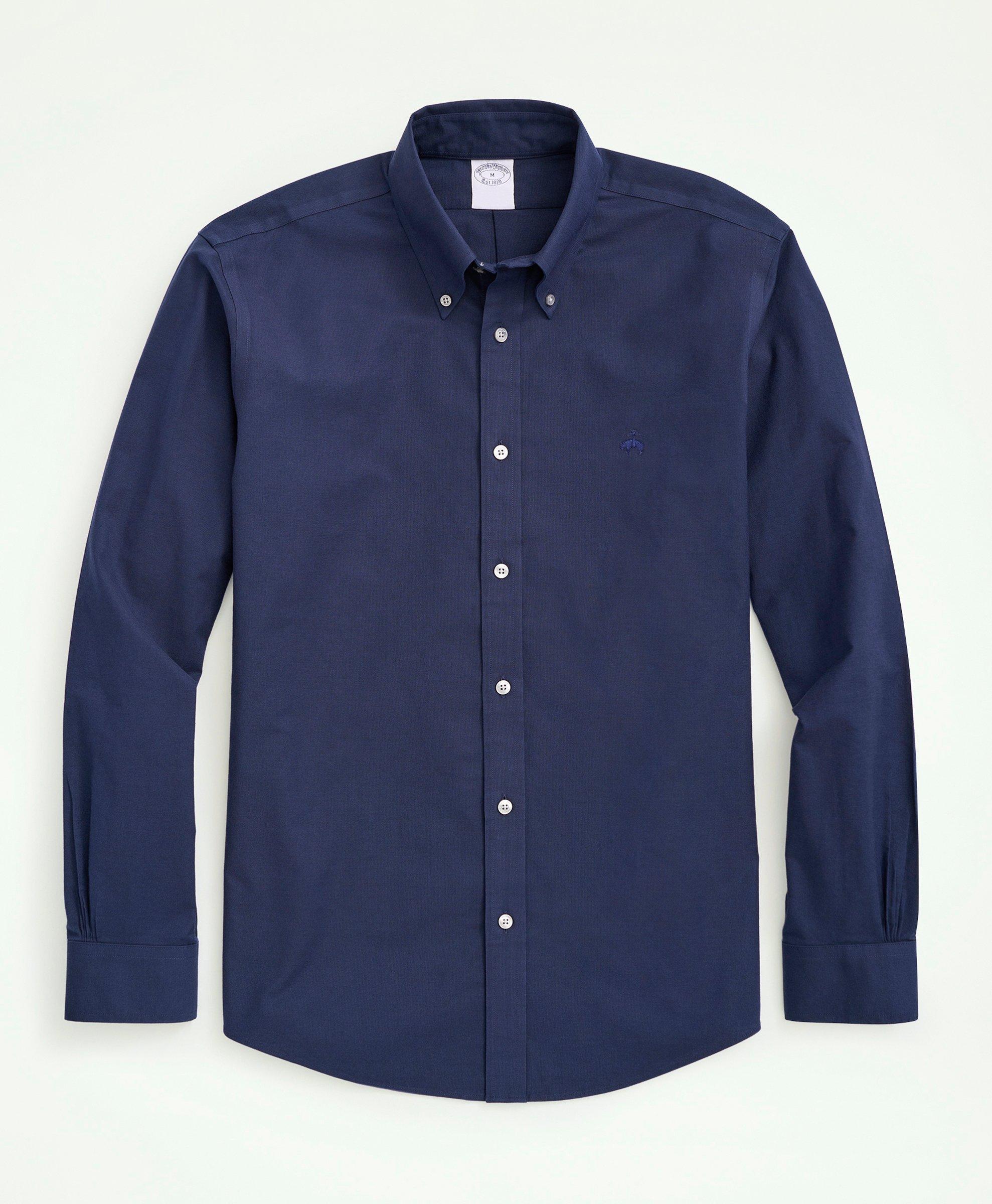 Brooks Brothers Stretch Non-iron Oxford Button-down Collar Sport Shirt | Navy | Size Small