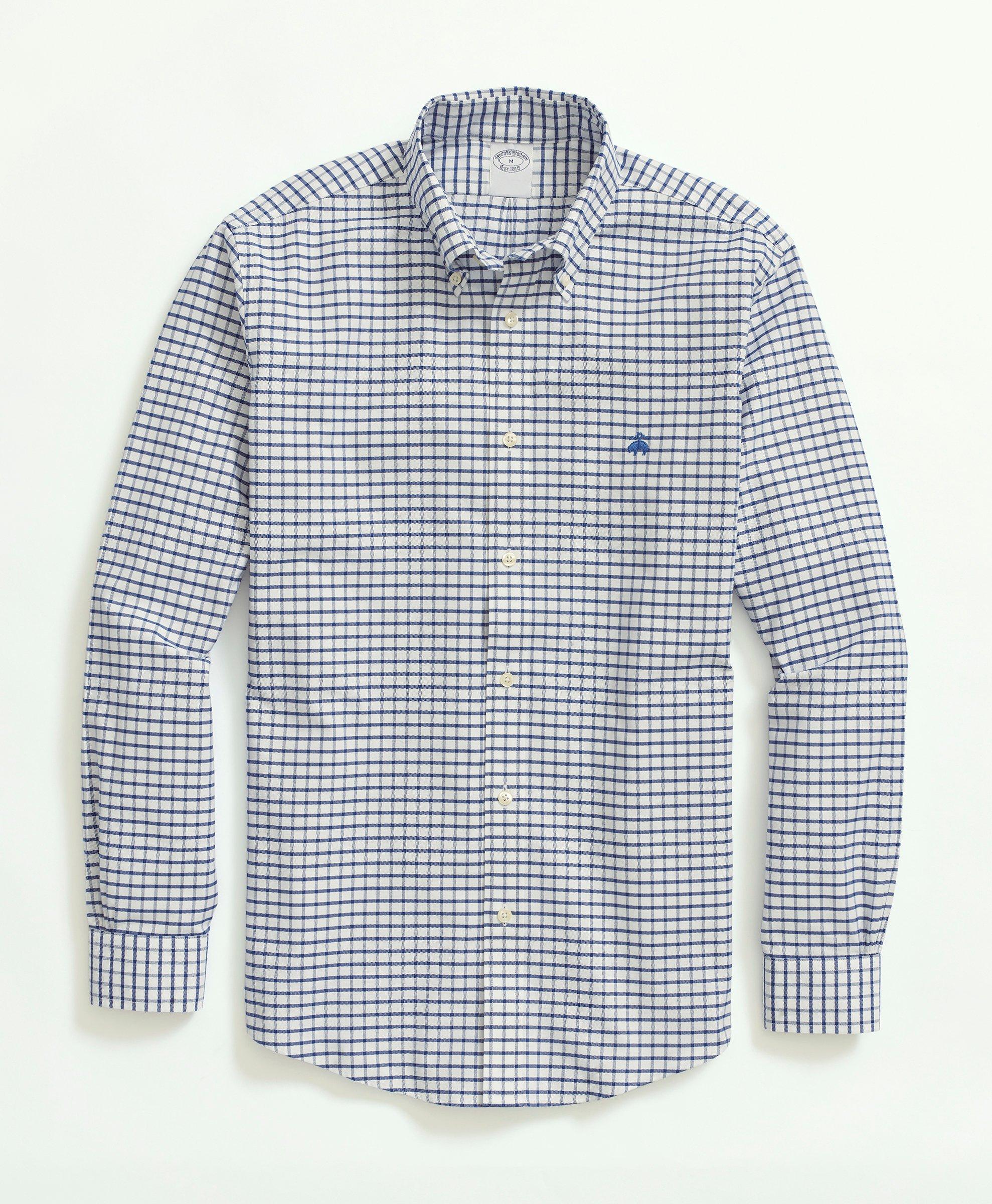 Brooks Brothers Non-iron Oxford Button-down Collar Sport Shirt | Bright Blue | Size Medium