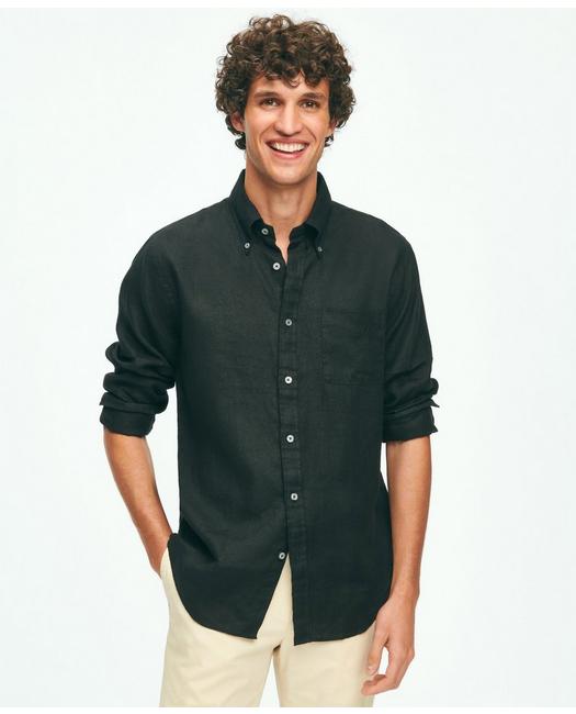 Brooks Brothers Irish Linen Sport Shirt | Black | Size Xl
