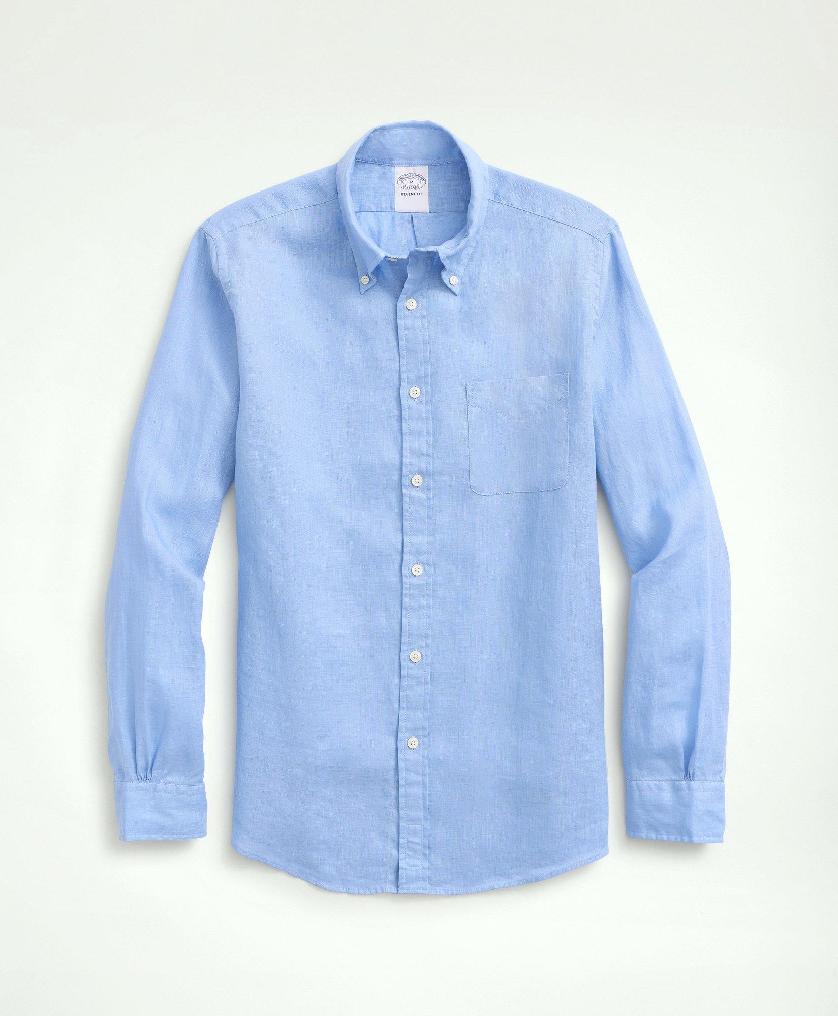 Brooks Brothers Irish Linen Sport Shirt | Light Blue | Size Small