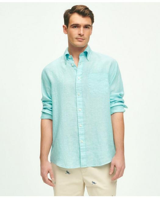 Brooks Brothers Irish Linen Sport Shirt | Marine Blue | Size Xs