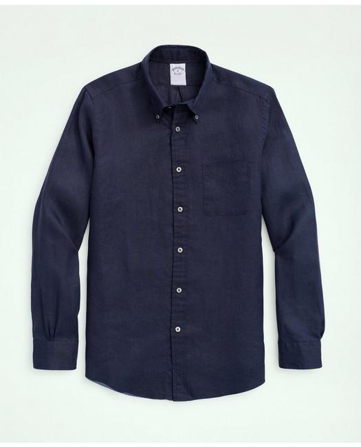 Brooks Brothers Irish Linen Sport Shirt | Navy | Size Xl