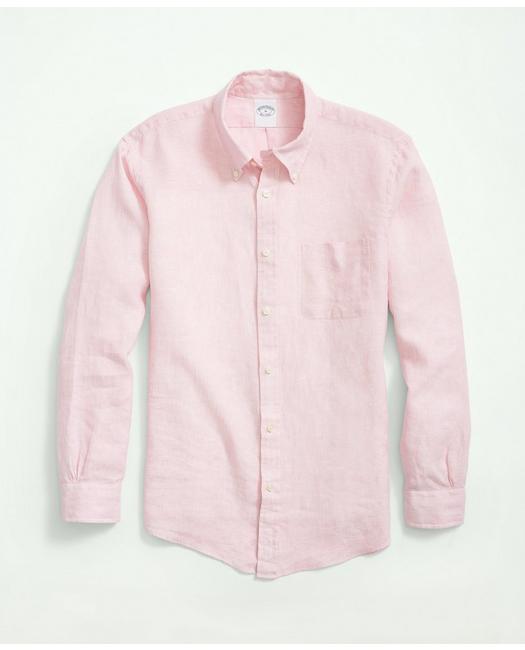 Brooks Brothers Irish Linen Sport Shirt | Pink | Size Xs