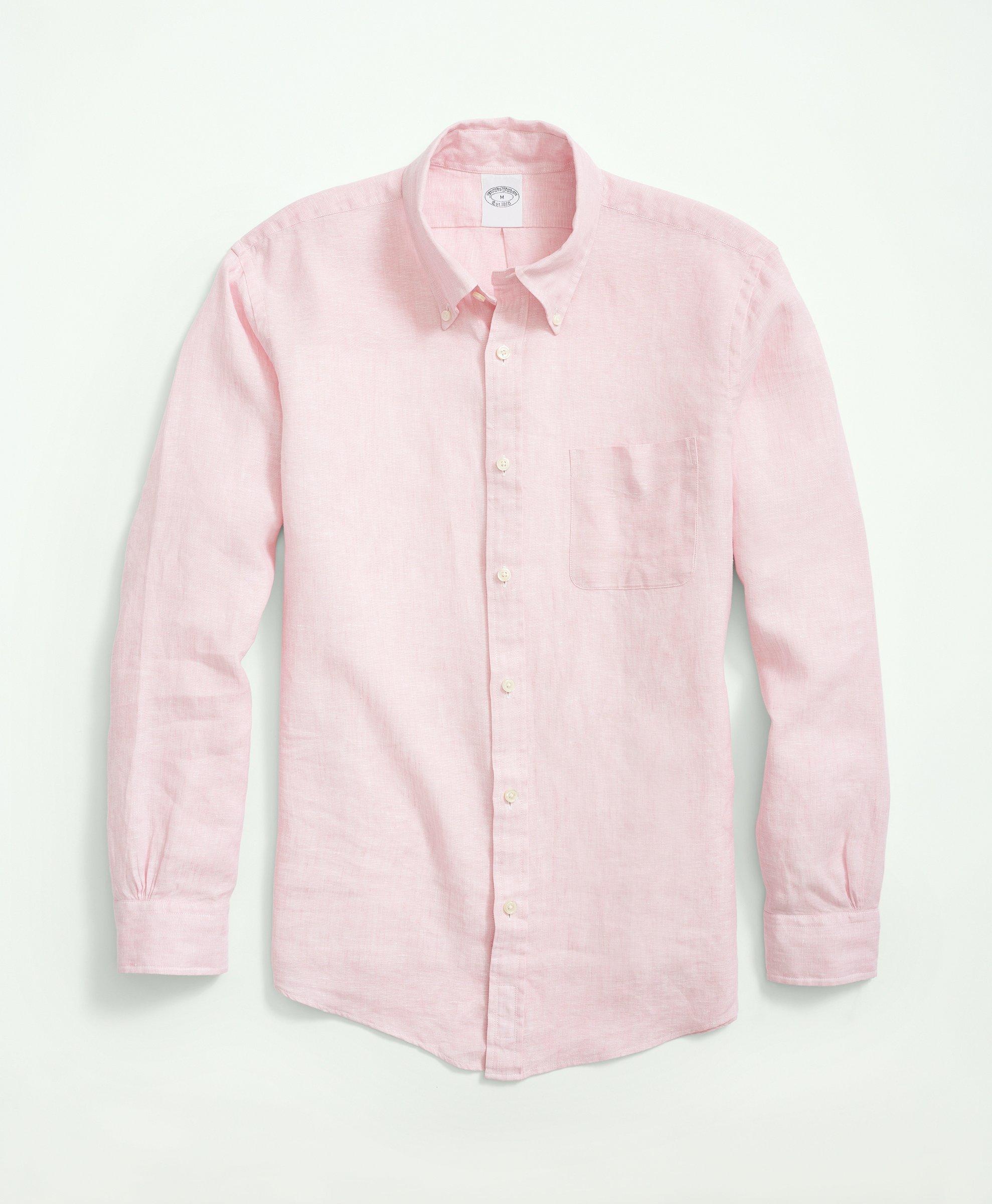 Brooks Brothers Irish Linen Sport Shirt In Pink