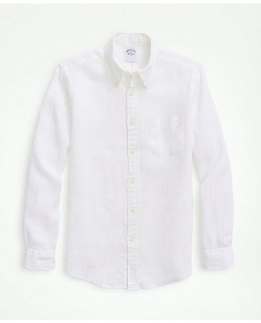 Brooks Brothers Irish Linen Sport Shirt | White | Size Xl